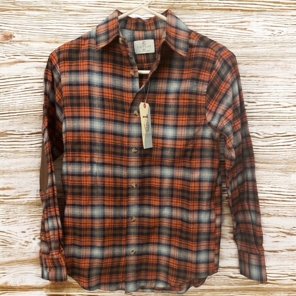 Orange and Blue Button Down Shirt for Casual Wear